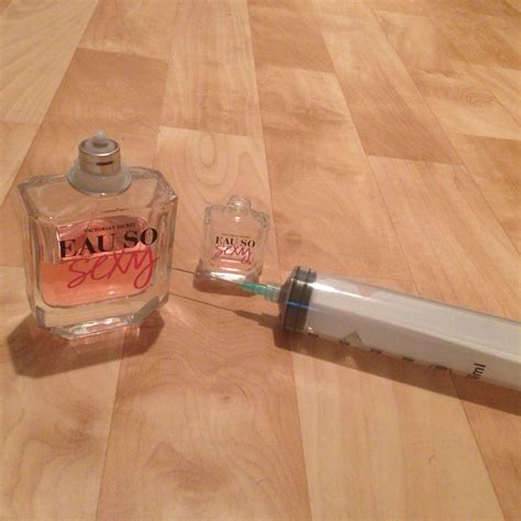 Refilling Miniature Perfume Bottle With A Syringe Dish Soap Bottle