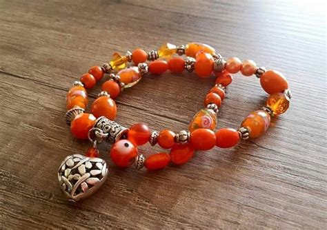 Duo Creations Beaded Bracelets Orange Jewelry Fashion Art Crafts