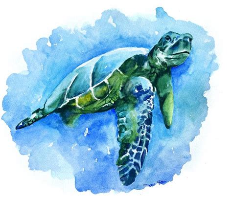 sea turtle watercolor Painting by Daria Ceppelli | Saatchi Art