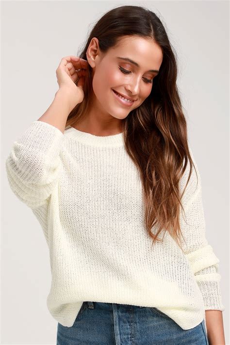 Cute Ivory Sweater Knit Sweater Lightweight Sweater Lulus