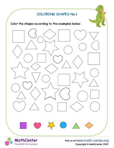 Coloring Shapes No 1 Worksheets Math Center Worksheets Library