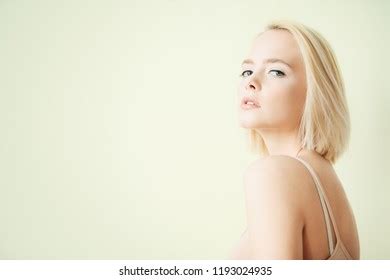 Closeup Portrait Beautiful Blonde Woman Nude Stock Photo