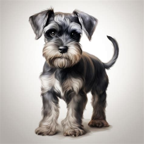 Lindo Schnauzer De Cuerpo Completo Sobre Fondo Blanco Foto Premium