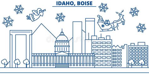 USA, Idaho , Boise Winter City Skyline. Merry Christmas and Happy New ...