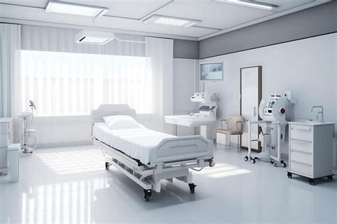 Premium AI Image | The interior of a large light and white single hospital ward in a modern ...