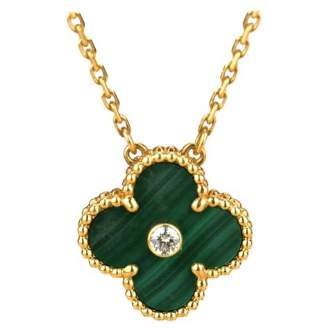 Van Cleef And Arpels Vintage Alhambra Green Jade Yellow Gold Pendant