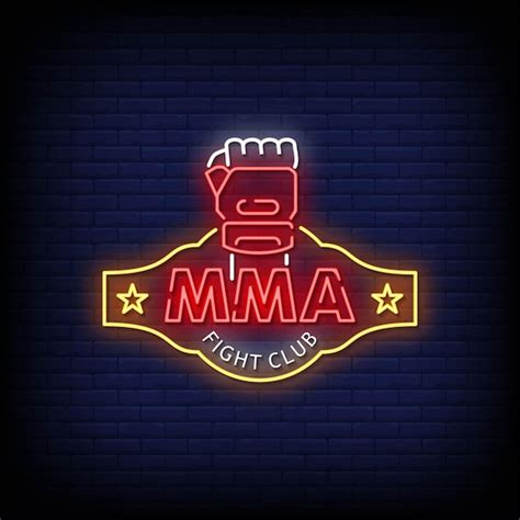 Premium Vector Mma Fight Club Neon Signboard On Brick Wall