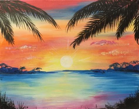 Tropical Sunset Painting at PaintingValley.com | Explore collection of ...