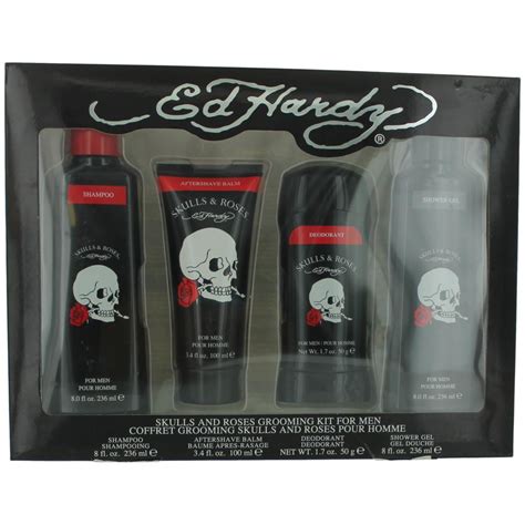 Ed Hardy Skulls & Roses by Ed Hardy, 4 Piece Gift Set for Men ...