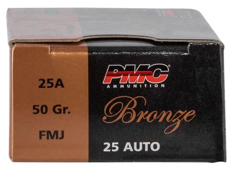 PMC 25A Bronze 25 ACP 50 Gr Full Metal Jacket 50rd Box GunStuff