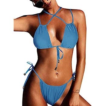 Amazon Hestenve Women Brazilian Thong Bikini Sets Criss Cross Tied