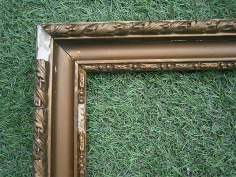 Ancien Cadre Bois Et Stuc Dore Feuillure De X Frame Antique