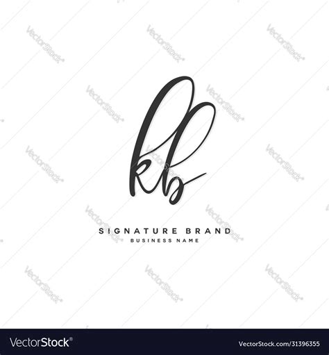 K B Kb Initial Letter Handwriting And Signature Vector Image