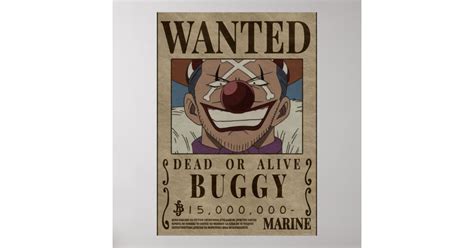 Buggy The Clown One Piece Wanted Poster Zazzle