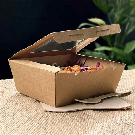 Sustain Paper Lunch Box PLA Window Kraft Brown Medium | Medshop Australia