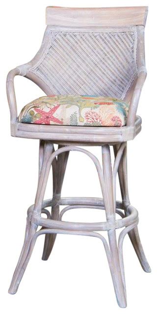 Bermuda 24 Barstool In Rustic Driftwood With Seaworld Seafoam Beach