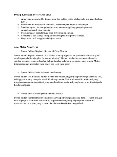 prinsip kendalian motor arus