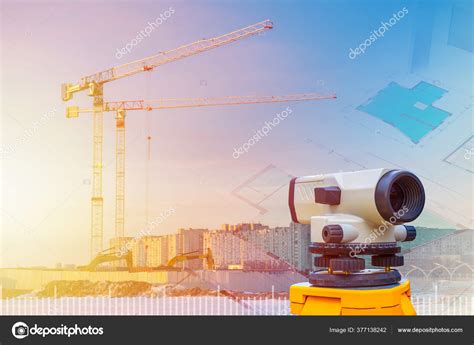 Surveyor Working Construction Geodesy Cartography Measuring Equipment