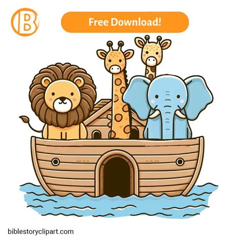 Animals in Noah's Ark Cartoon - Bible Story Clipart