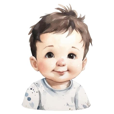 Cute Watercolor Baby Boy Illustration Watercolor Boy Child Art