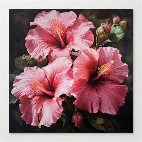 Shop Pink Hibiscus Canvas Print By Vanoverdesigns On Society