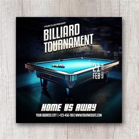 Premium Psd Pool Billiard Tournament Square Flyer Social Media Post