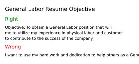 Top 16 General Labor Resume Objective Examples ResumeCat