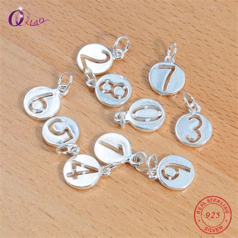 New Arrival 925 Sterling Silver Numbers Pendant For Women Silver Jewelry making Necklace ...