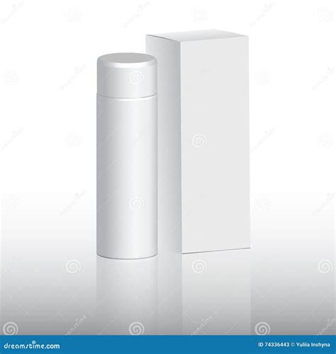 Packaging For Shampoo White Bottle A White Box With Reflection Stock