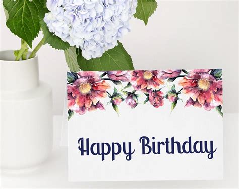 Printable Birthday Card, Scripture Cards, Floral Cards, Flat Folded 5x7 ...