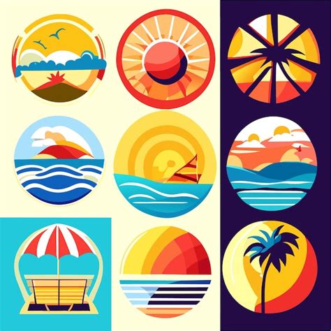 Premium Vector Sticker Set Summer Beach Vector