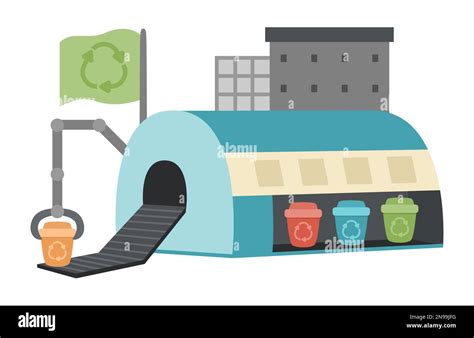 Vector Waste Recycling Plant Icon Garbage Sorting Factory Illustration