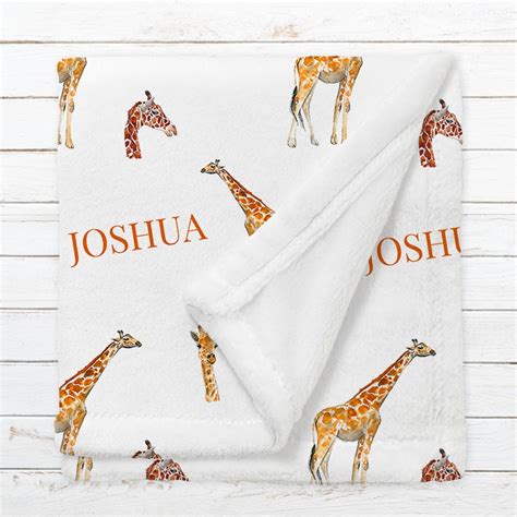 Personalized Giraffe Baby Blanket Minky Name Blanket For Kids And