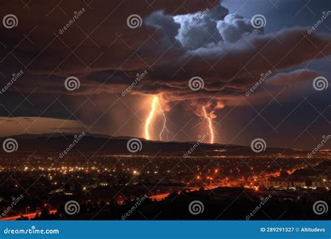 Sinister Volcanic Lightning Illuminates Dark Ash Cloud Stock Image ...