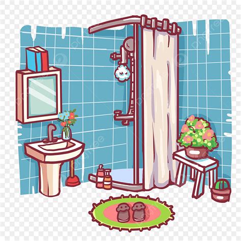 Fresh Bathroom Clipart Vector, Small Fresh Bathroom, Shower Curtain ...