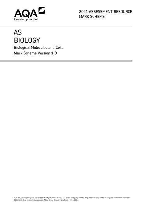 Aqa As Biology Biological Molecules And Cells Qp And Mark Scheme