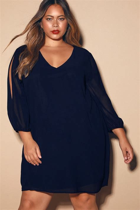 Pretty Navy Blue Dress Shift Dress Cold Shoulder Dress Lulus