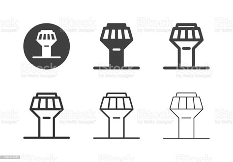 Ikon Menara Kontrol Lalu Lintas Udara Multi Series Ilustrasi Stok
