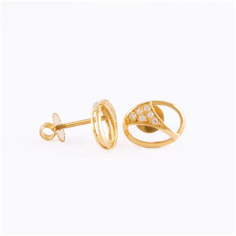 22kt Yellow Gold Ear Stud Es0000430 Swarnamahal Jewellers Ltd