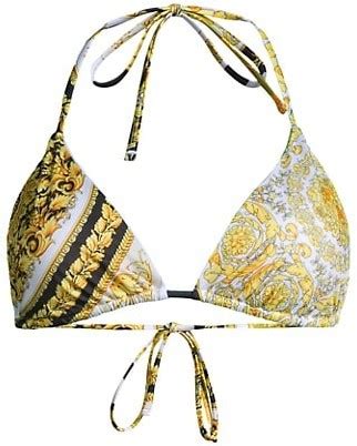 Versace Barocco Block String Bikini Top Shopstyle Two Piece Swimsuits