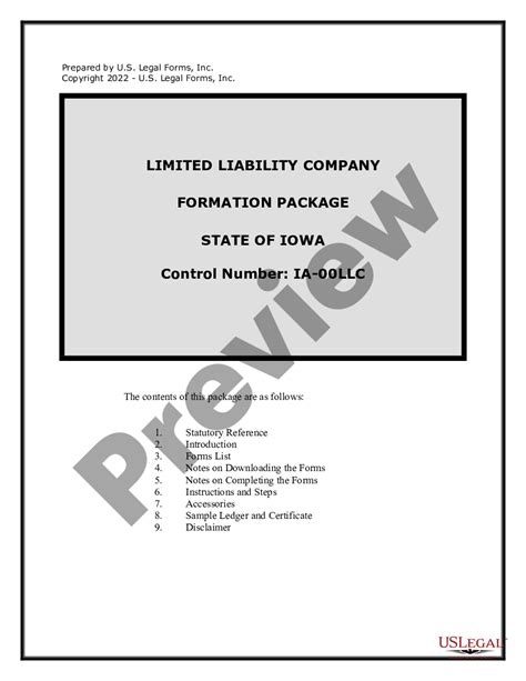 Iowa Limited Liability Company Llc Formation Package How To Start An