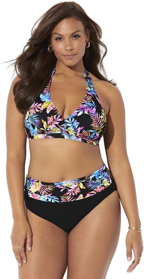 Amazon Swimsuits For All Women S Plus Size Diva Halter Bikini Set