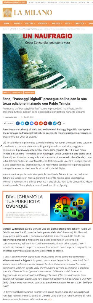 La Milano Fano Passaggi Digitali Prosegue Con La Sua Terza