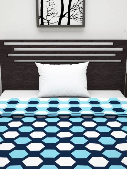 Divine Casa Sky Blue Navy Blue Geometric Microfiber Polyester Single