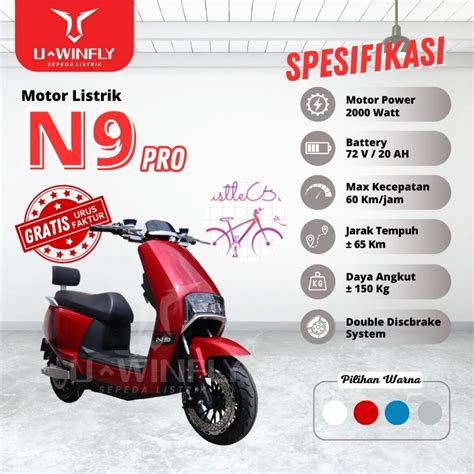 Jual Uwinfly Harga Promo Motor Listrik N9 Pro Baterry 72v20ah 2000w