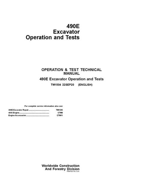 John Deere 490e Excavator Operation Test Service Manual Profmanual