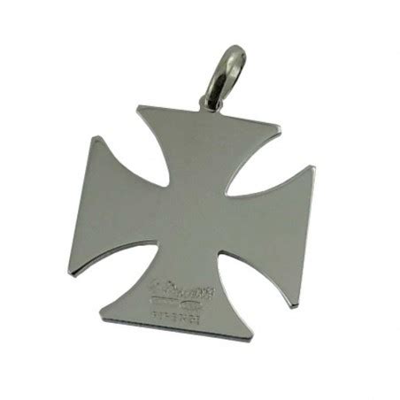 Sterling Silver 925 Maltese Cross Pendant Wide Hand Made In Italy