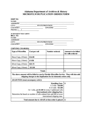 Fillable Online Alabama Department Of Archives History Microfilm