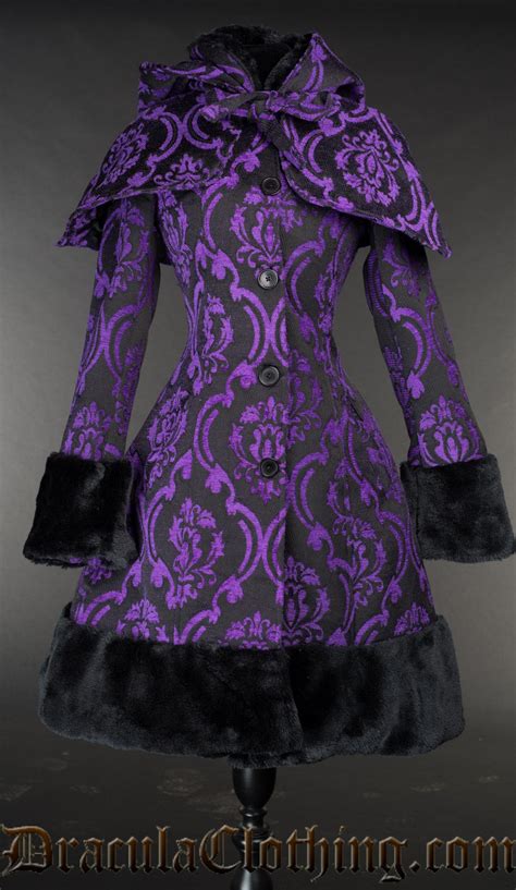 Purple Brocade Thick Winter Coat