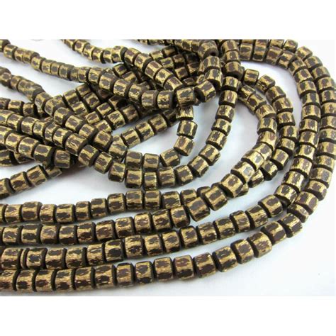 Brushed Brass Hexagon Barrels Strand Beads Of Paradise